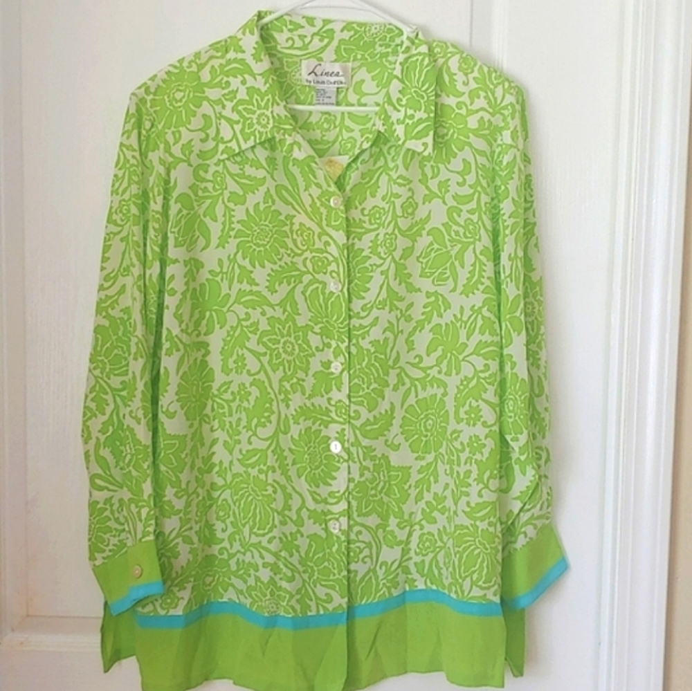 100% Silk Linea by Louis Dell'Olio Tunic Blouse. Size 1X. (18-20). NEW